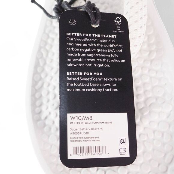 Allbirds Sugar Zeffer Thong Sandals 'Blizzard White' Women's 10 Men's 8 - Picture 9 of 9